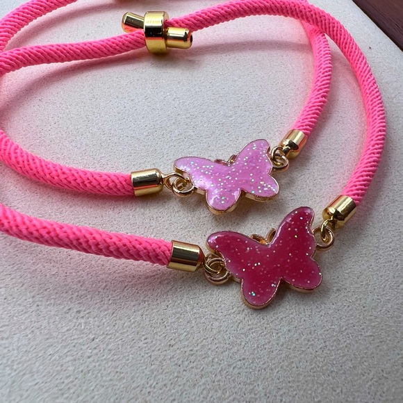 Handmade pink butterfly bracelets !BOTH SOLD SEPARATELY ! - Picture 2 of 3